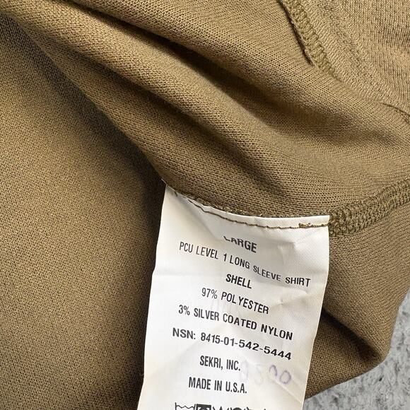 Halys PCU Level 1 Shirt Brown Military Long Sleeve Shirt 1/4 Zip Base Mens Large - Picture 4 of 8